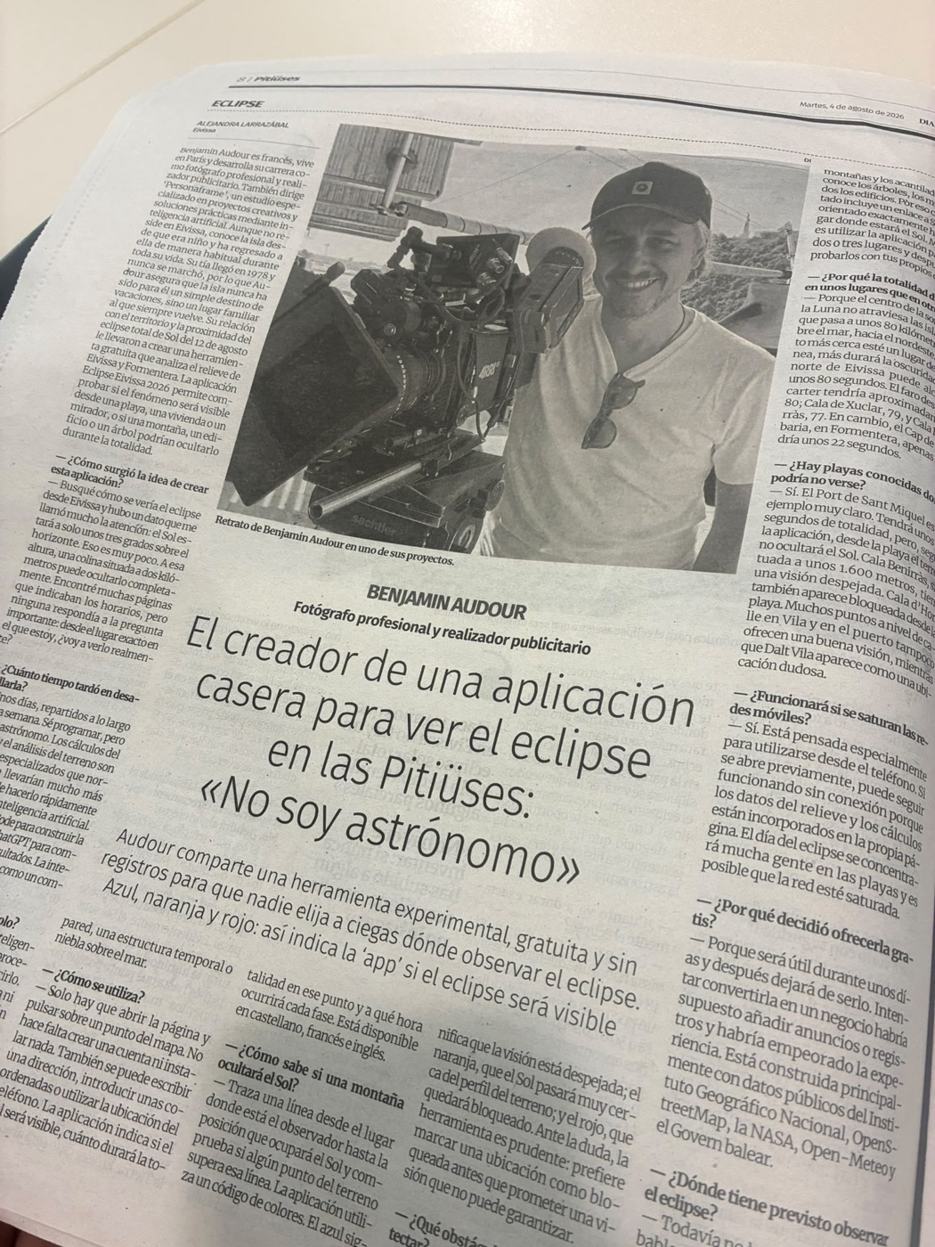 La page du Diario de Ibiza consacrée à l'application.